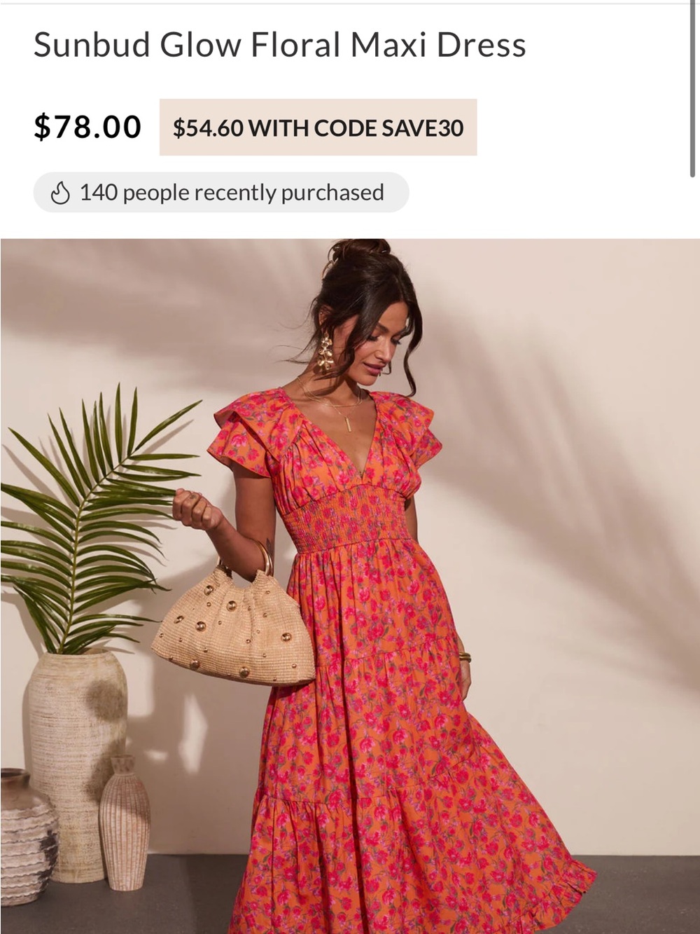 Vici Sunbud Glow Floral Maxi Dress - Pink & Coral Print